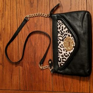 Emma Fox Leather Leopard  Shoulder Crossbody Bag